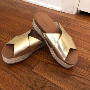 Gold espadrilles size 8 Wide